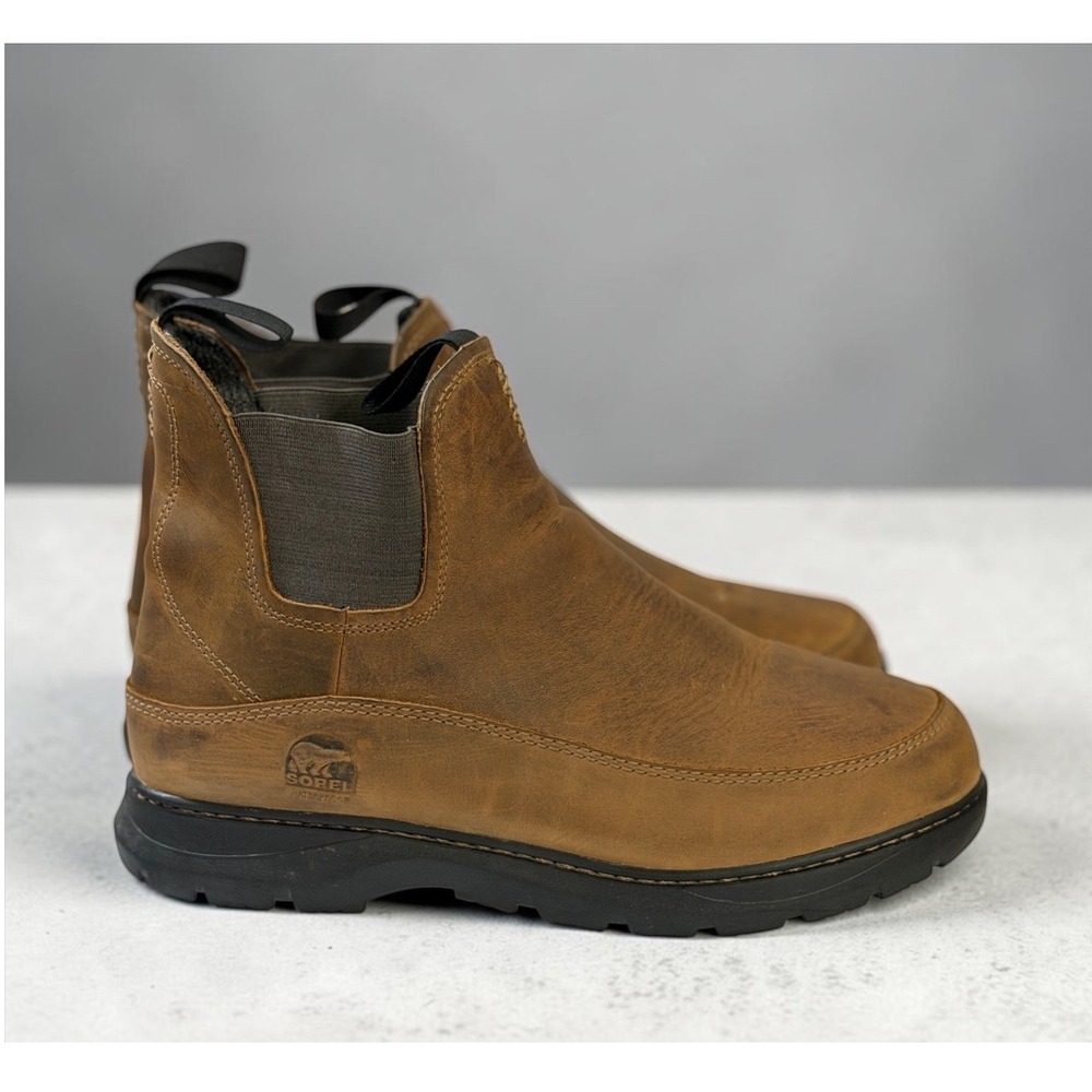 Sorel Hood River Waterproof Chelsea Boots Mens 9.5 Brown Leather NM1468-778